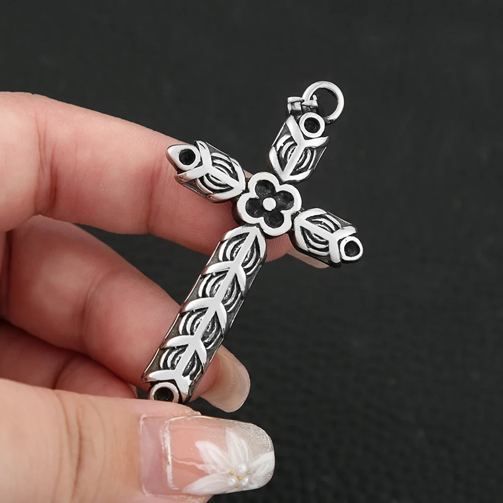 Gothic Cross Steel Pendant Vintage Rhombus Biker