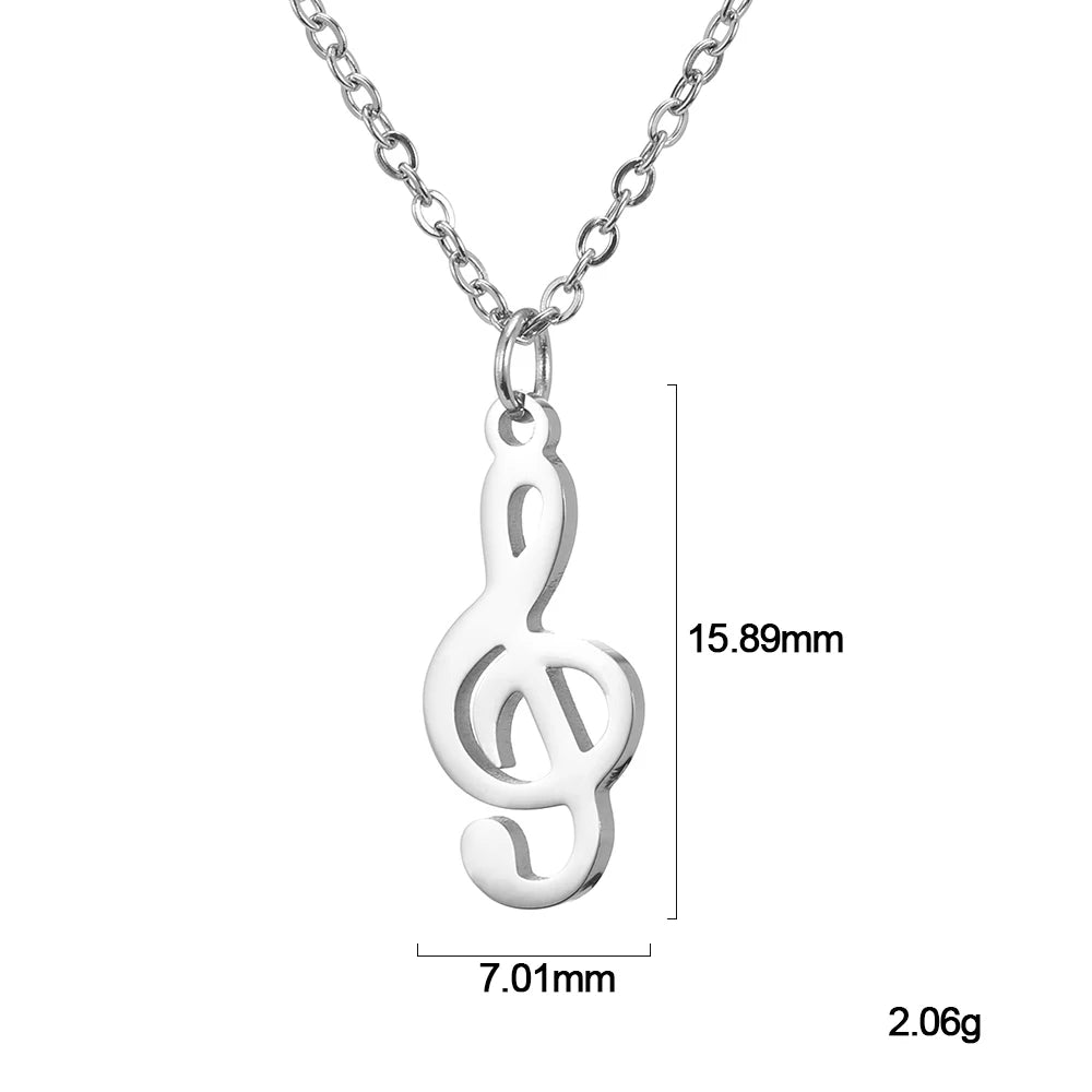 Music Necklace Treble Clef Note Chain Musical Symbol Staff Notation Gift For Woman Men Stainless Steel Pendant Jewelry