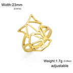 Hollow Geometric Animal Head Adjustable Ring — Stainless Steel