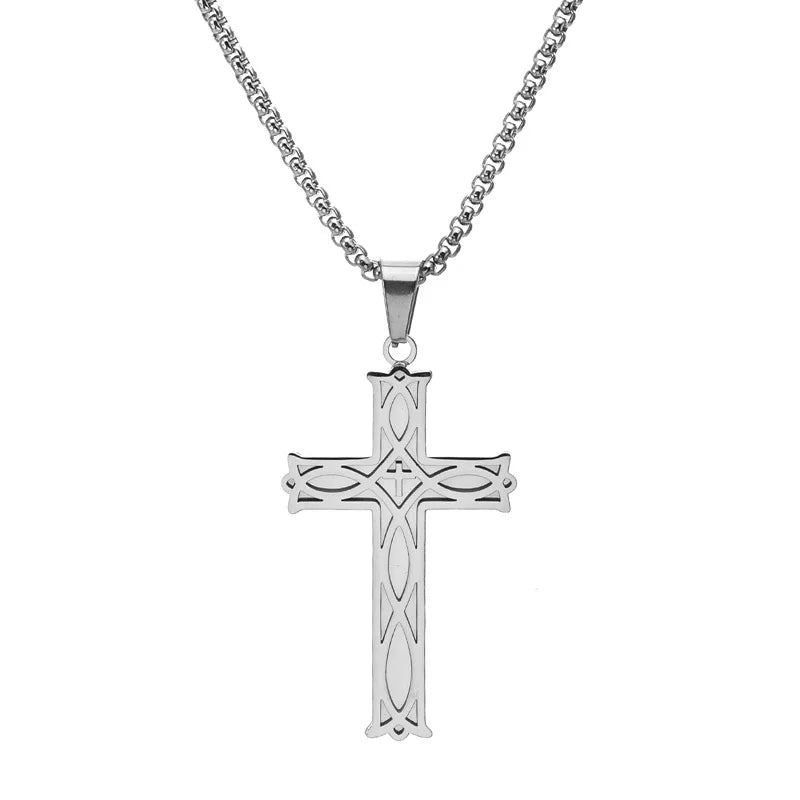 Irish Knot Cross Necklace for Men Boys,Punk Stainless Steel Pendant Necklace,Viking Jewelry Gifts