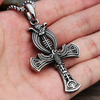 Unique Vintage Ankh Cross Necklace Unisex Stainless Steel Eye Of Horus Amulet Pendant Egyptian Jewelry Gifts
