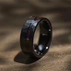 8MM Black Tungsten Carbide Rings for Man Fashion Jewelry Men's Wedding Bands Inlaid Red Opal Engagement Rings Fine Gifts Anillos