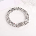 men cube bracelet Stainless Steel Cuban Chain Bracelets for Men, Silver Color Fashion Hip Hop Male Boy Wristband Jewelry