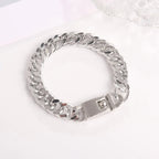 men cube bracelet Stainless Steel Cuban Chain Bracelets for Men, Silver Color Fashion Hip Hop Male Boy Wristband Jewelry