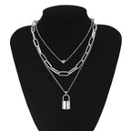 Fashion Chain Link Choker Heart Lock Cross Necklace Pendant For Women Men Silver Color Goth Jewelry Party Punk Long Necklaces