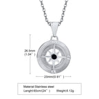 Vintage Compass Coin Pendant Necklace — Stainless Steel