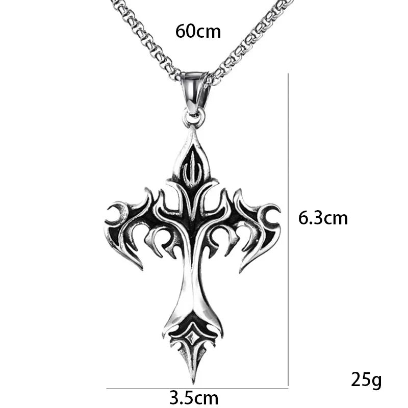 Cross Pendant Necklace Stainless Steel Minimal