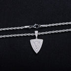 Iced Out Triangle Pendant — 14K Gold