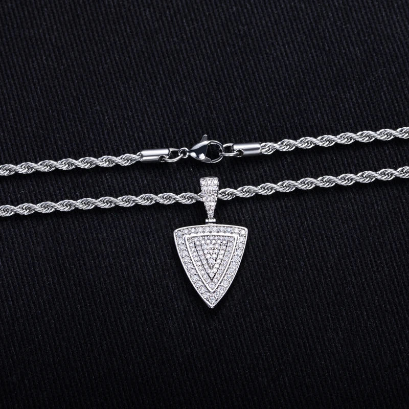 Iced Out Triangle Pendant — 14K Gold