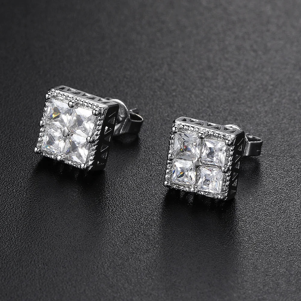 Gold Iced Out Stud Earring Statement Crystal