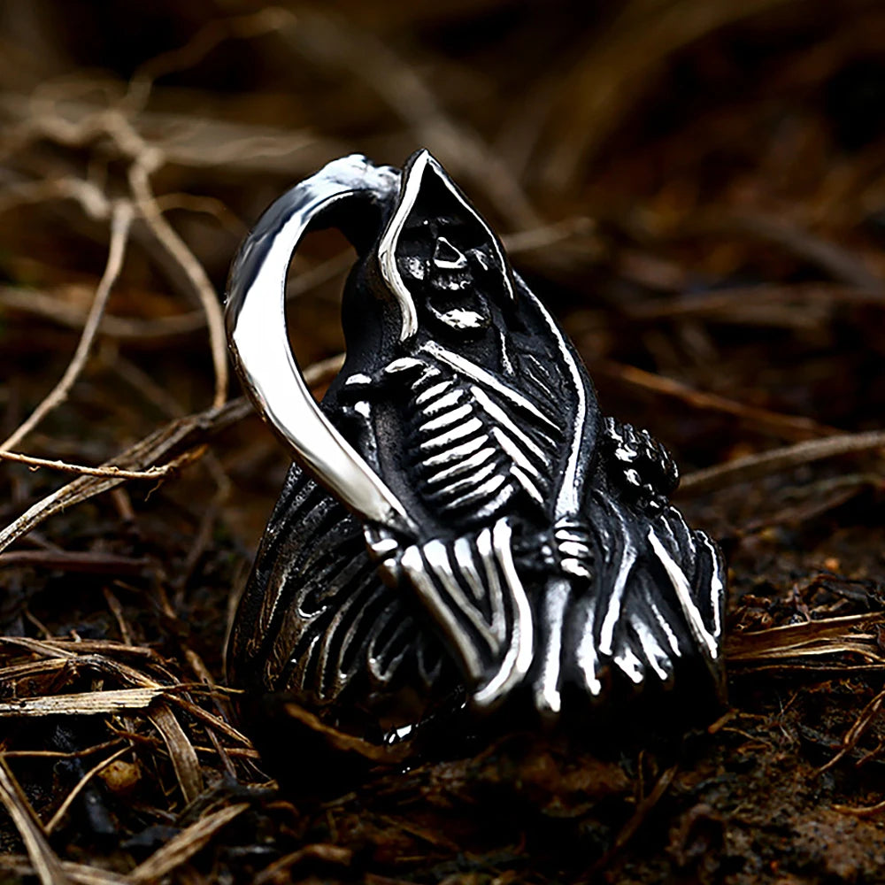 Grim Reaper Skull Ring — Stainless Steel