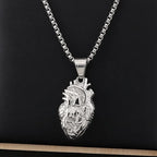 Personality Punk Quality Titanium Steel Anatomical Heart Pendant Necklace for Men Creative Jewelry