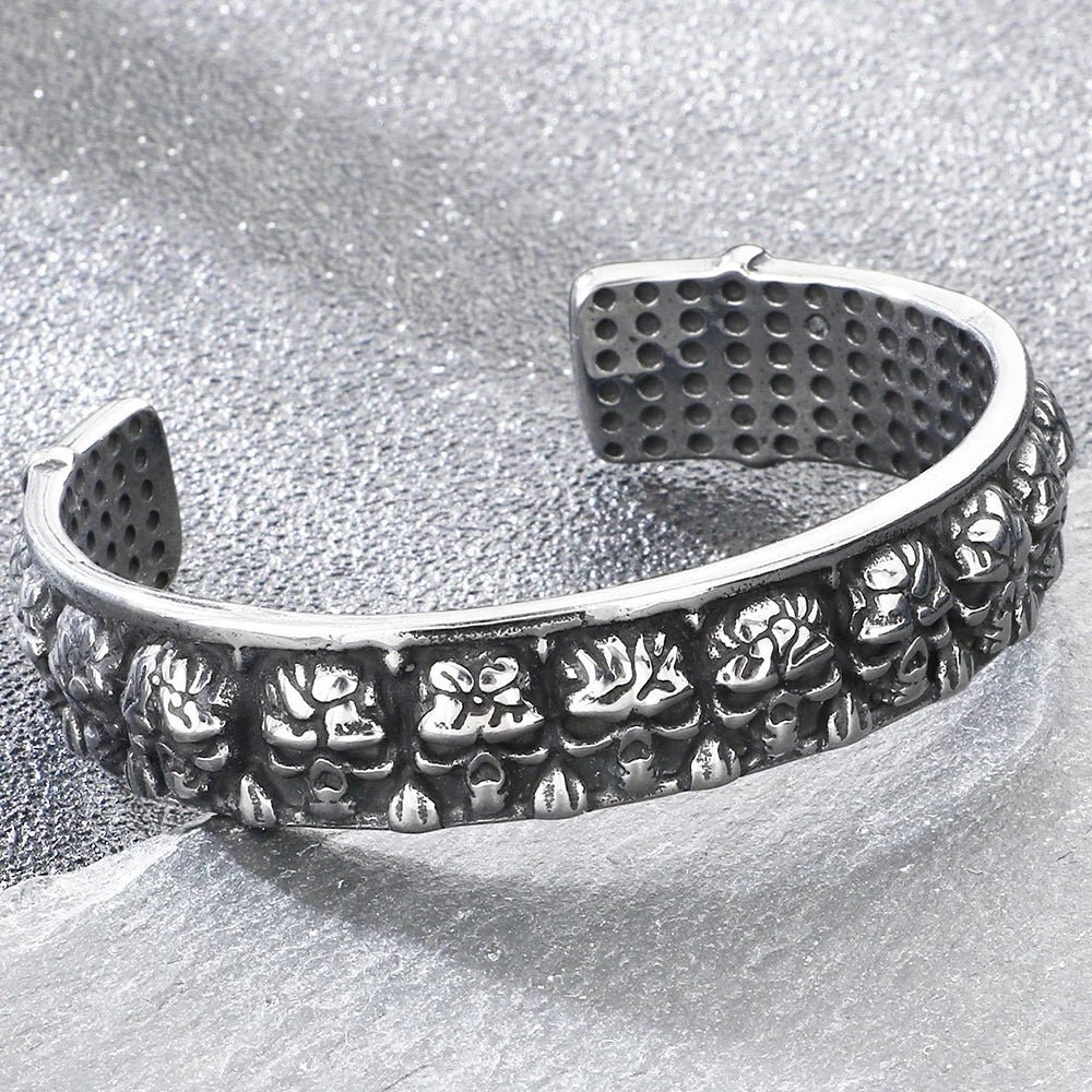 Cool Gothic Viking Skull Head Bracelet for Men Solid Stainless Steel Bangle Bracelets Opening Cuff Punk Rock Jewelry