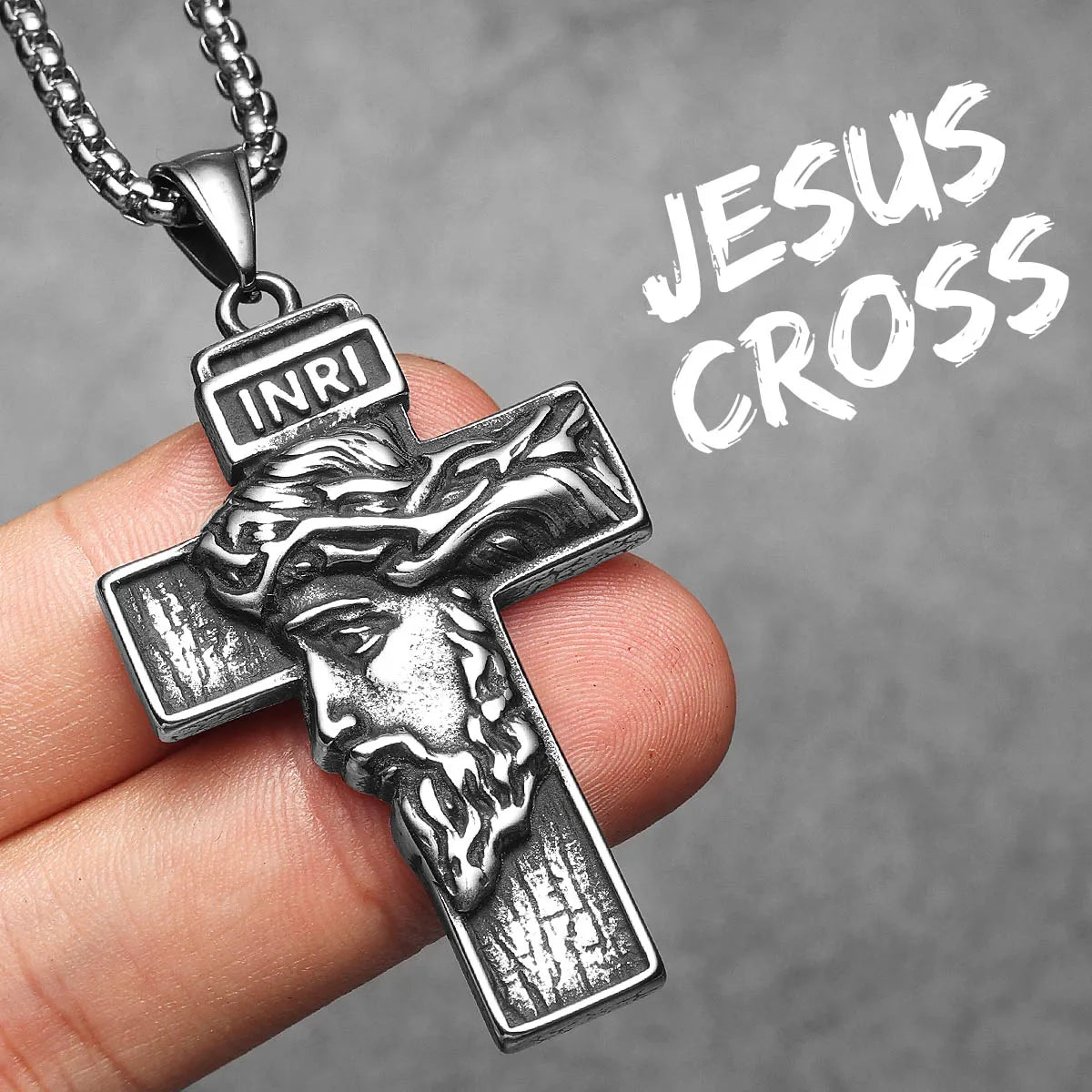 3D Jesus Cross Pendant — Stainless Steel