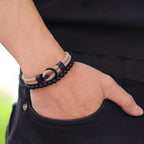 Fashion Mens Bracelet Set Lucky Thread Wrap Braclet Meditation Onyx Stone Beads Braslet Hombre Hand Accessories Fabric