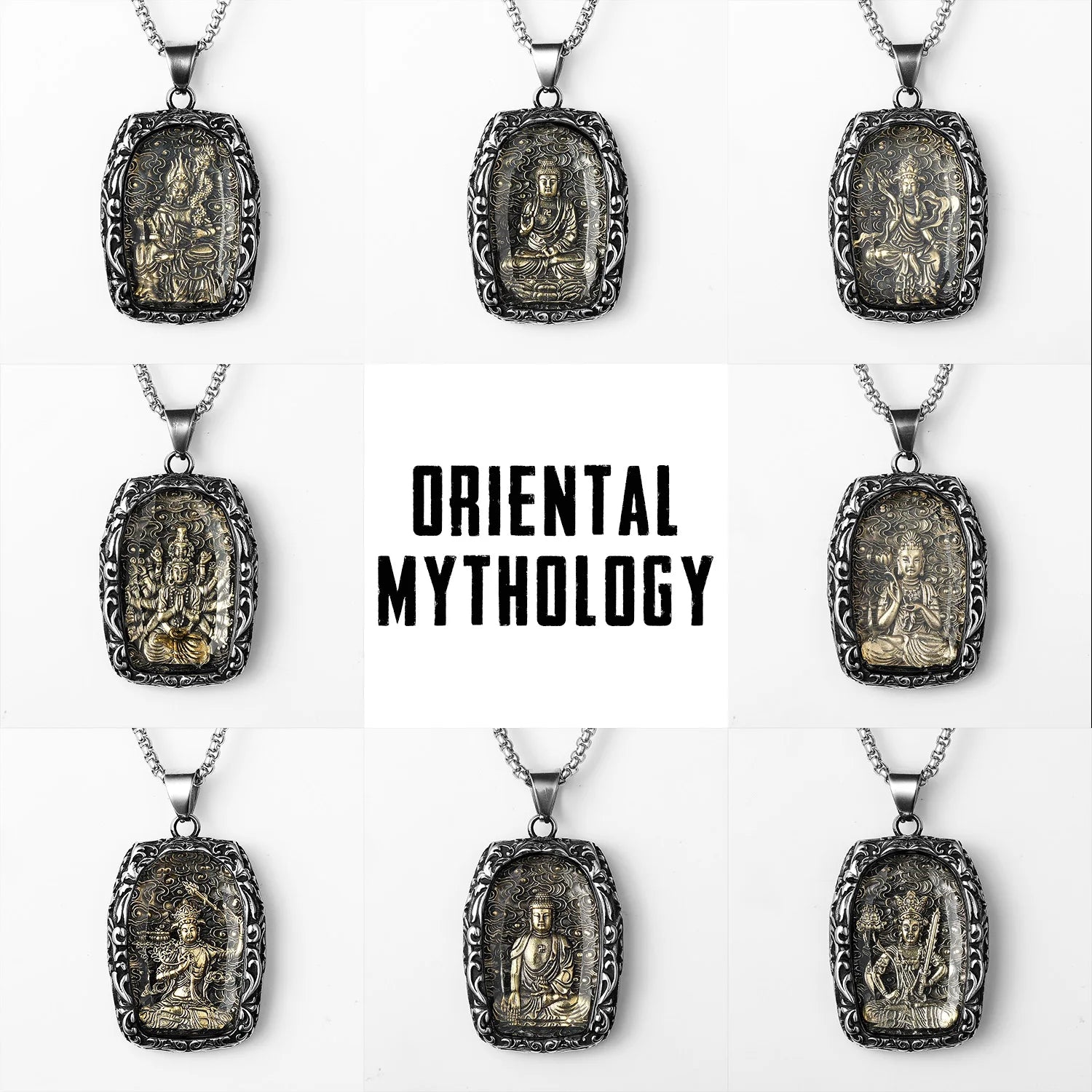 Buddha Glass Pendant Necklace — Stainless Steel