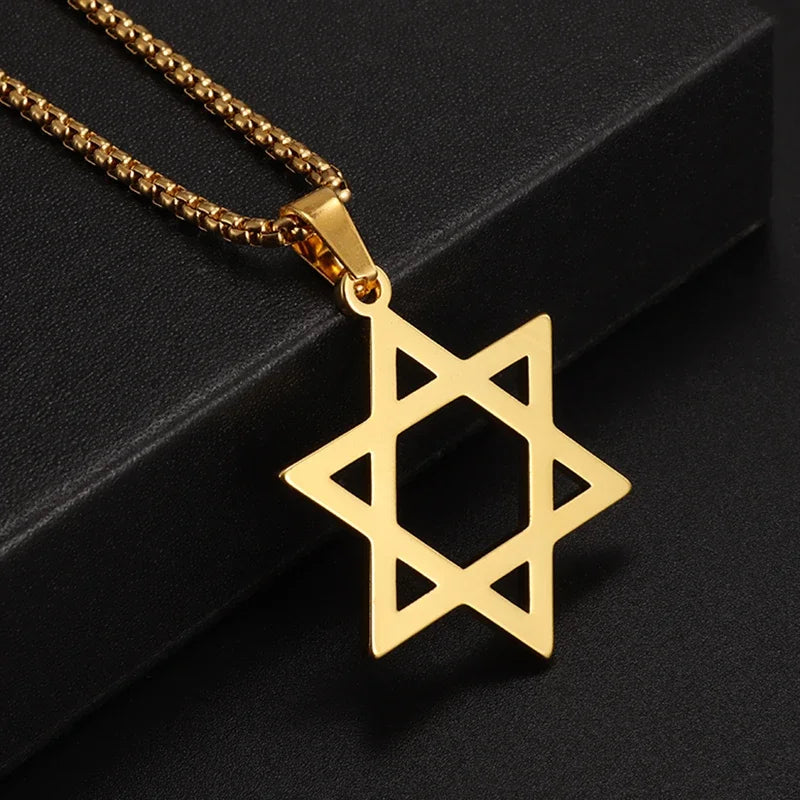 Stainless Steel Solomon Religious Seven Archangels Compass Pendant Necklace Men's Retro Lucky Amulet Jewelry