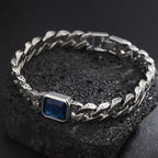 Cuban Blue Stone Chain Bracelet — Stainless Steel