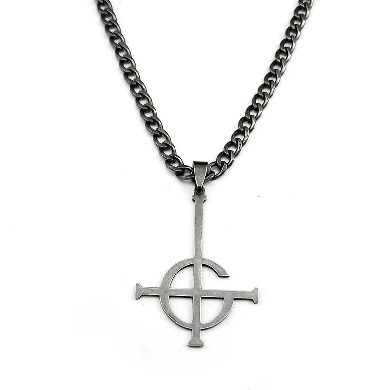 Cross Black Pendant Necklace — Stainless Steel