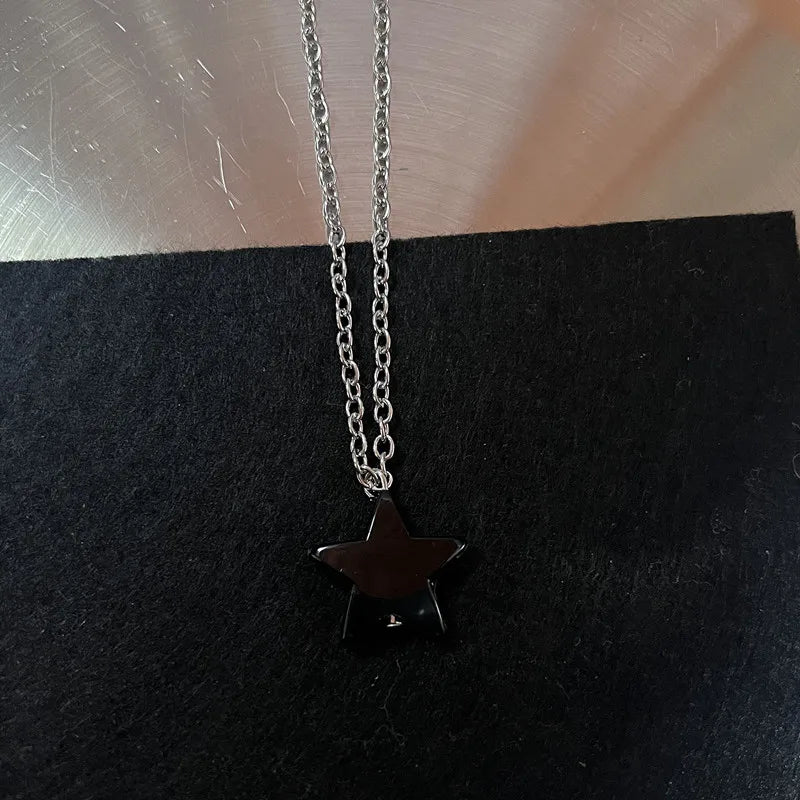 Silver Black Cross Pendant Necklace Vintage Carved