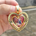 Iced Out Heart Photo Pendant Necklace