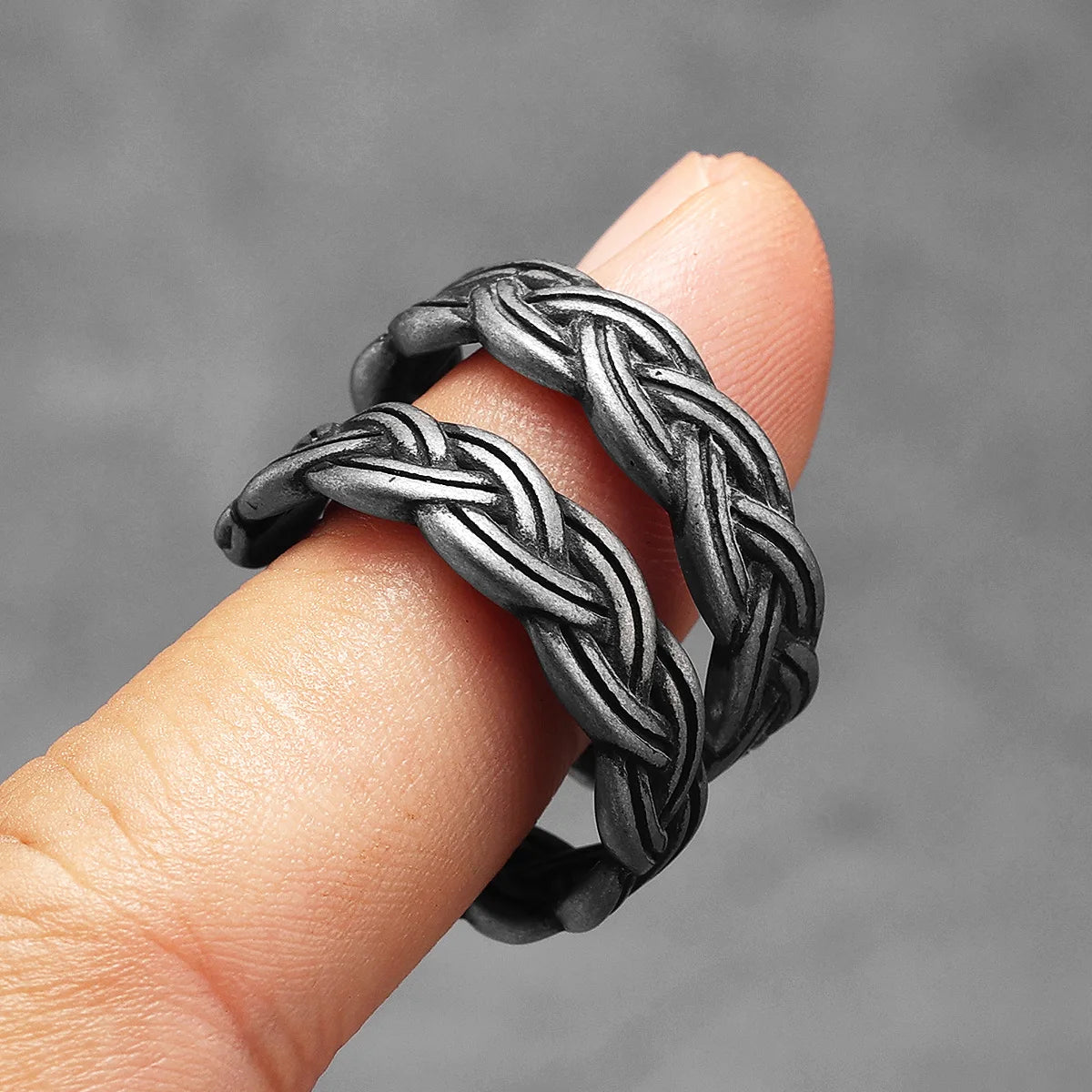 Braid Open Ring Stainless Steel Retro