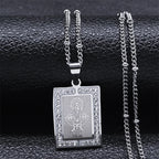 Catholic Saint Benedict Medal Necklace for Women Men Stainless Steel Silver Color San Benito Religious Chain Jewelry N8085S02