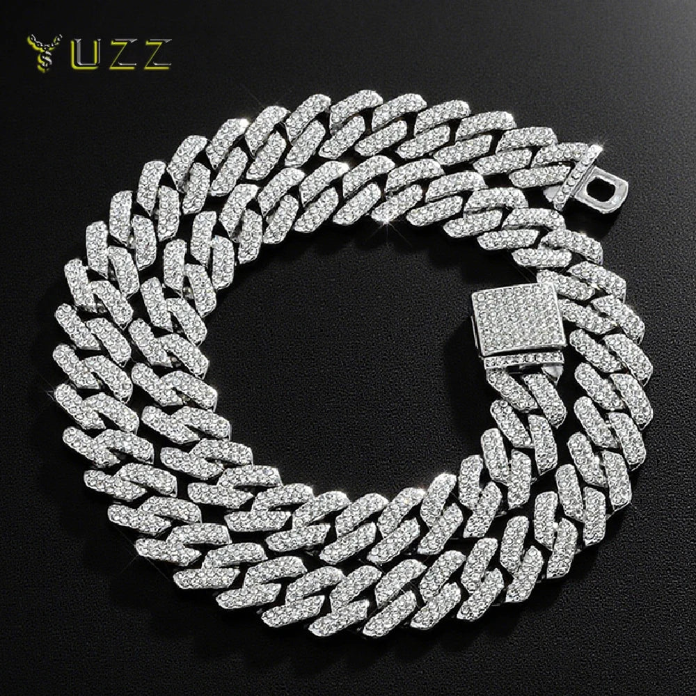 Iced Out Square Cuban Chain 14mm — Gold
