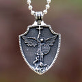 2024 NEW 316L stainless steel religious archangel michael slaying dragons Pendant Talisman Necklace Jewelry Men