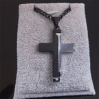 Cross Crucifix Black Pendant Goth Biker Punk Crystal
