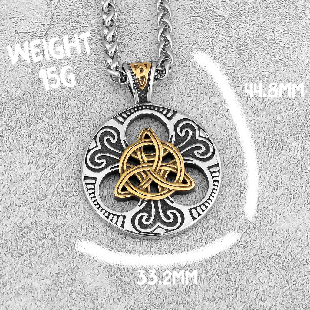 Retro Norse Rune Celtic Knot Necklace Gold Color Stainless Steel Viking Symbols Valknut Pendant Punk Male Gift Jewelry