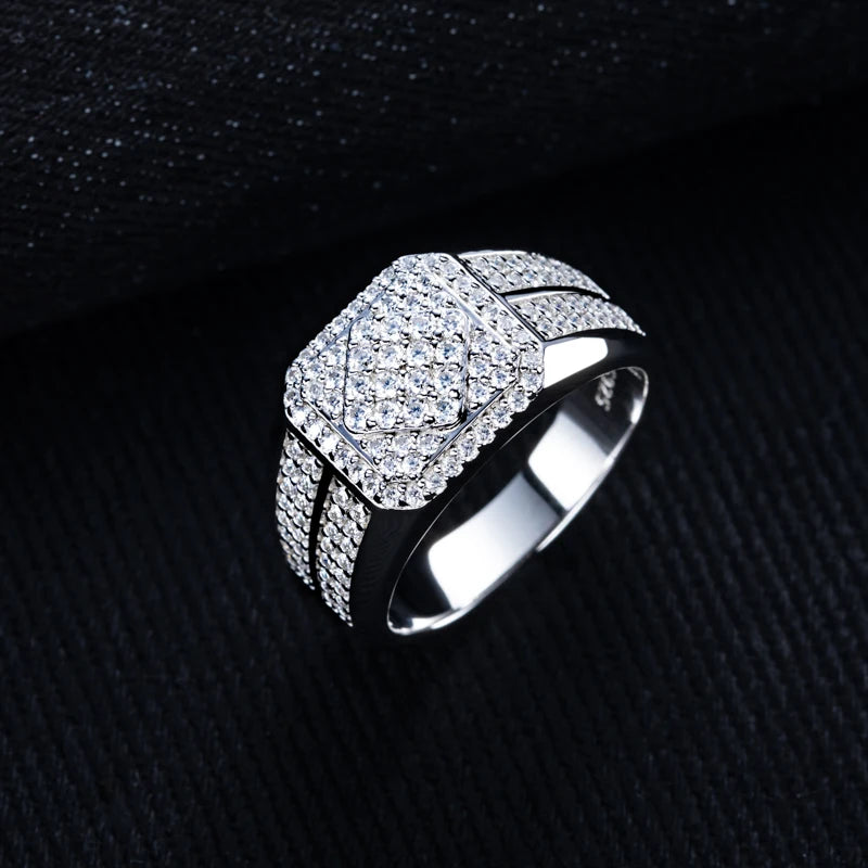 Iced Out Diamond Ring — Two-Tone Silver Gold