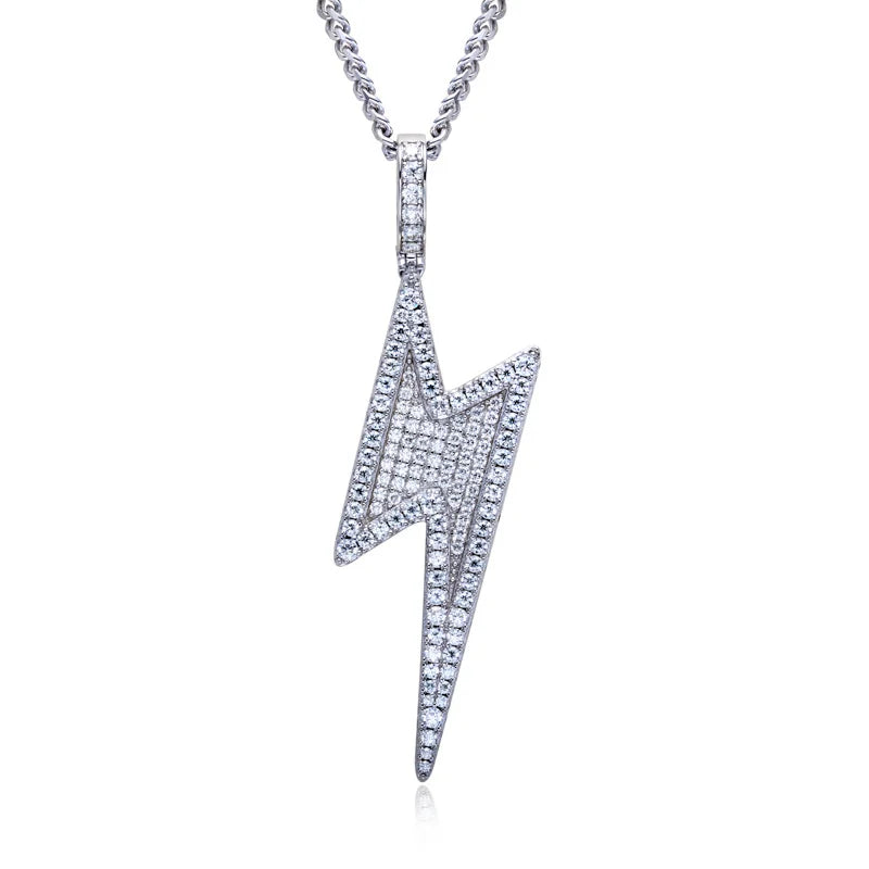 Iced Out Lightning Pendant — 925 Silver