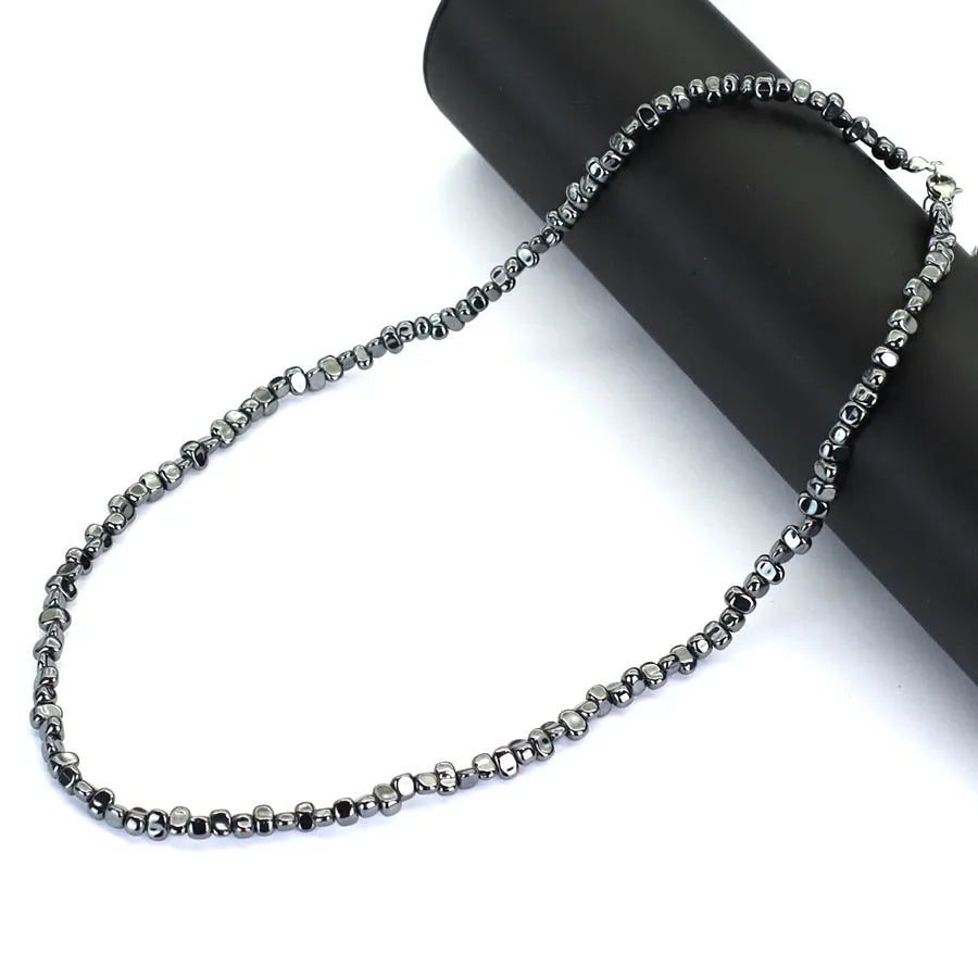 New Men Healing Necklace Irregular Hematite Stone Beads Energy Jewelry Short Collar Hiphop Neck Accessories Hombre