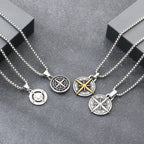 KALEN Stainless Steel 304 Vintage Compass Pendant Necklace For Men - KP117697-LU