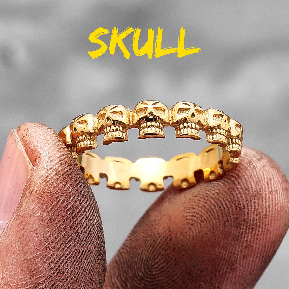 Vintage Punk Gothic All Skull Head Series Stainless Steel Womens Mens Rings Unique for Biker Jewelry Creativity Gift