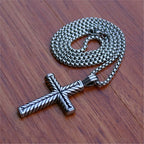 Twisted Cross Stainless Steel Pendant Necklace