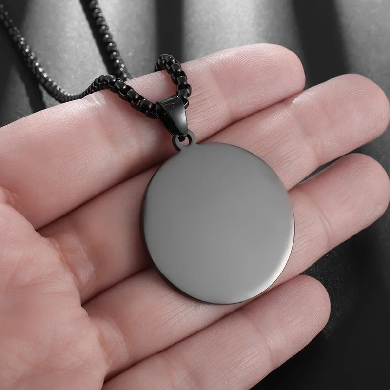 Classic Simple Glossy Stainless Steel Round Pendant Necklace Suitable for Men Women Fashion Diy Jewelry Gifts