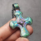 Cross Gemstone Pendant — Stainless Steel