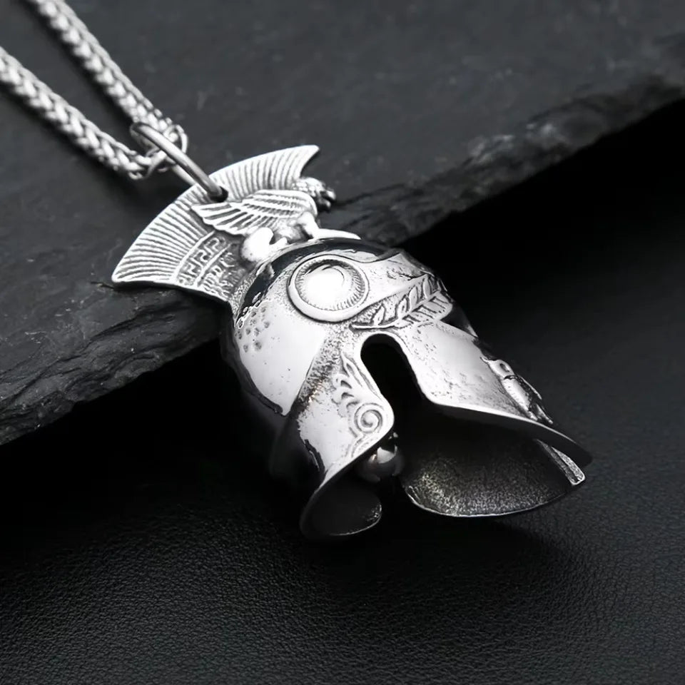 Spartan Helmet Steel Pendant Vintage Style 316L