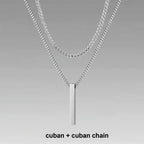 Vertical Bar Rope Cuban Chain Pendant — SS