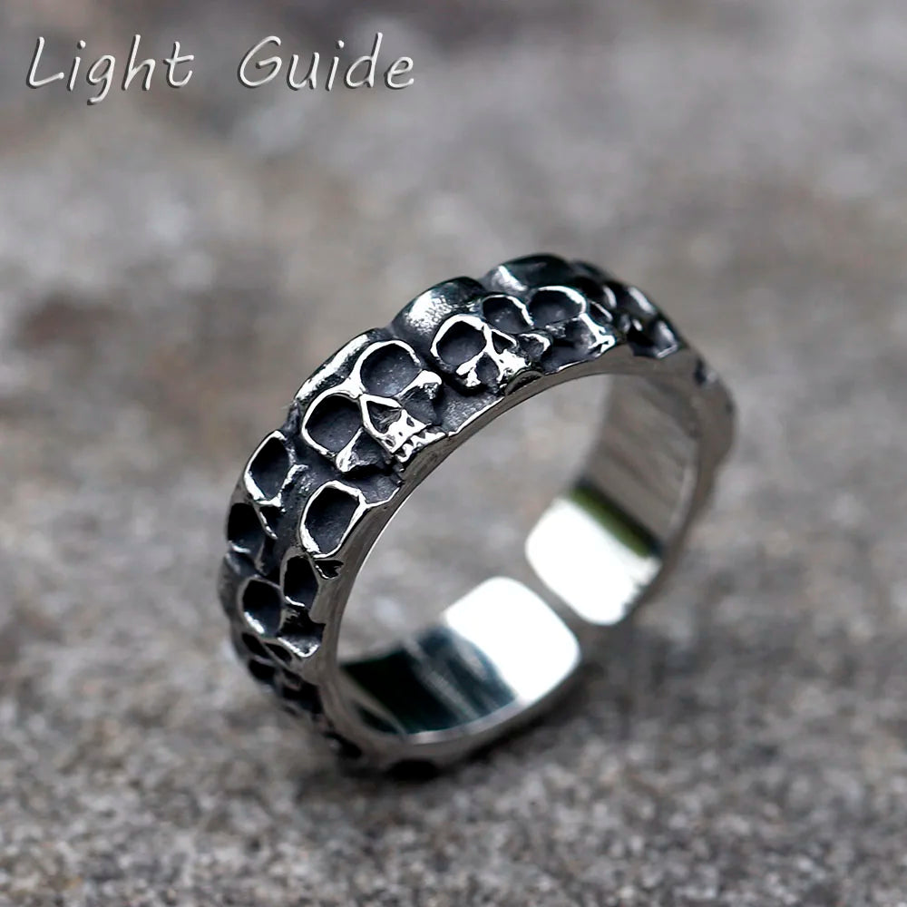 2022 NEW Men's 316L stainless-steel rings Simple skull biker RING for teenfashion Jewelry Gifts free shipping