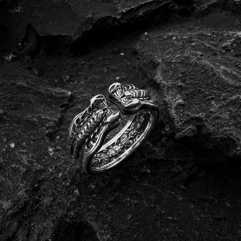 Buyee 925 Sterling Silver Unique Ring Finger Cute Scorpion Open Ring for Women Man Fashion Animal Rock Punk Fine Jewelry Circle