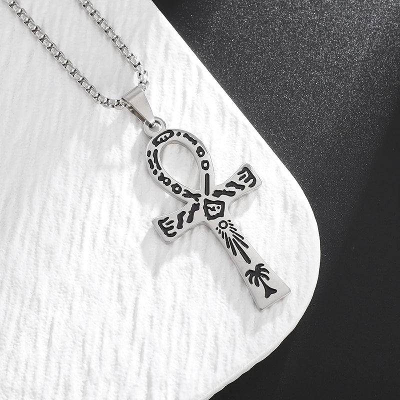Shining Iced Out Ancient Egyptian God Eye of Horus Cross Pendant Necklace for Men and Women Hip Hop Trendy Amulet