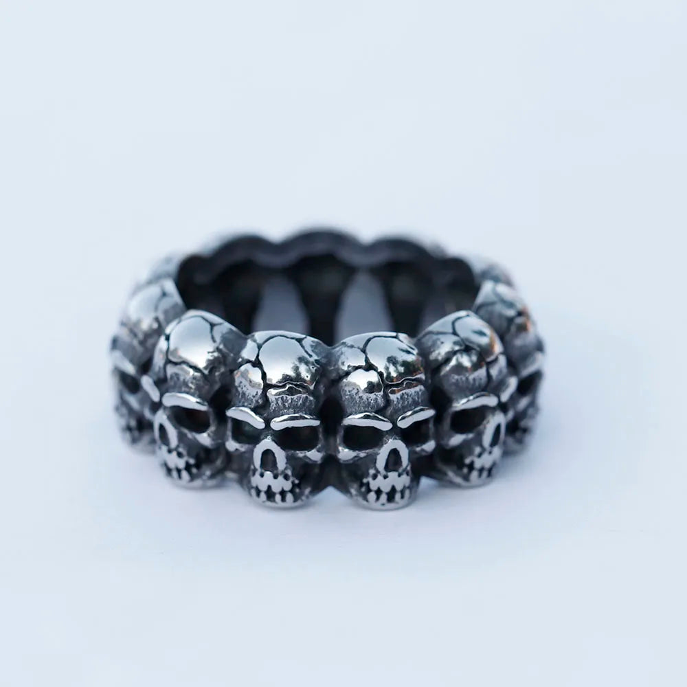2023 NEW Men's 316L stainless steel rings Unique Skull ring Vintage Aegishjalmur PUNK Jewelry Gifts free shipping