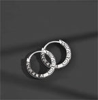 Six-Character Mantra Auspicious Cloud Huggie Hoop Earrings