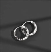 Six-Character Mantra Auspicious Cloud Huggie Hoop Earrings