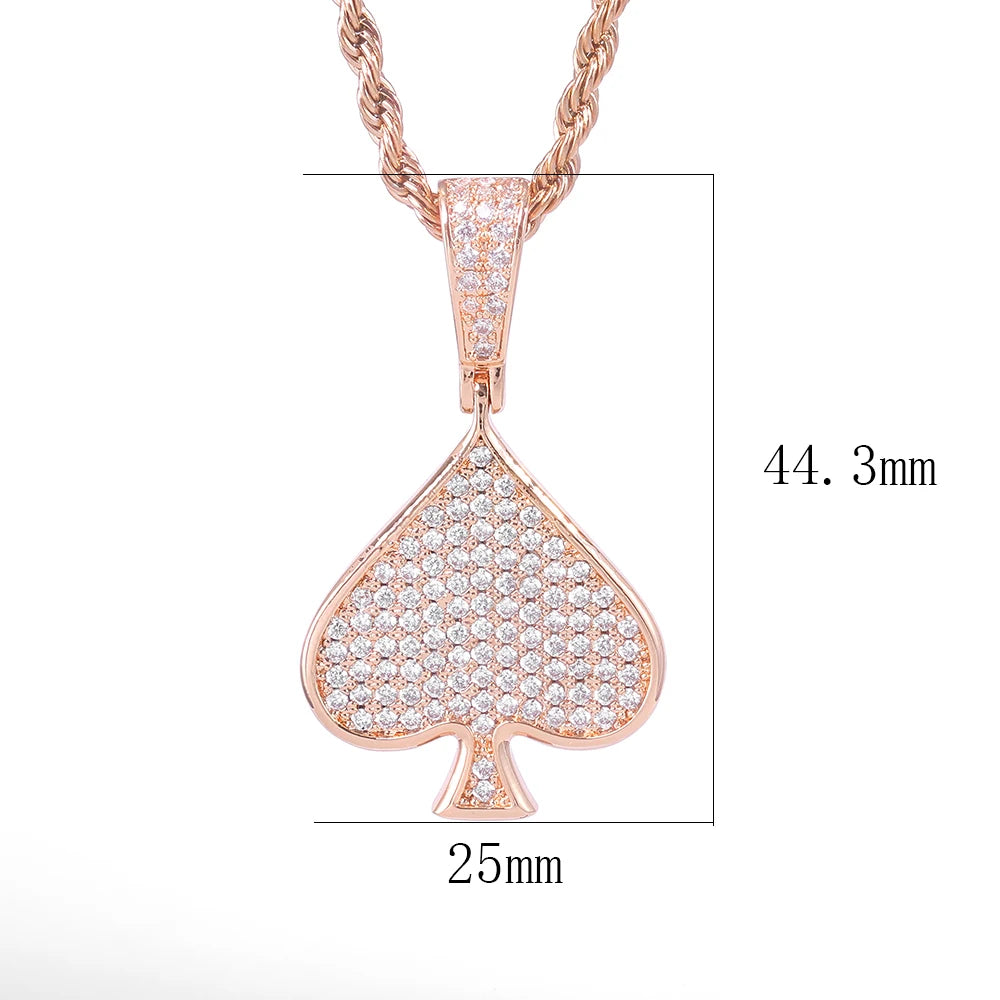 925 Silver VVS Moissanite Ace Spade Pendant