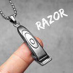 Barber Shaver Pendant Necklace Stainless Steel
