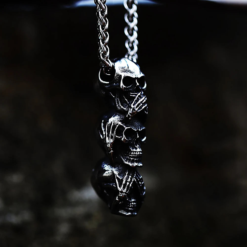 Gothic Skull Stainless Steel Pendant Necklace